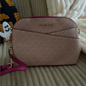 Michael Kors Rose and Beige Crossbody Bag
